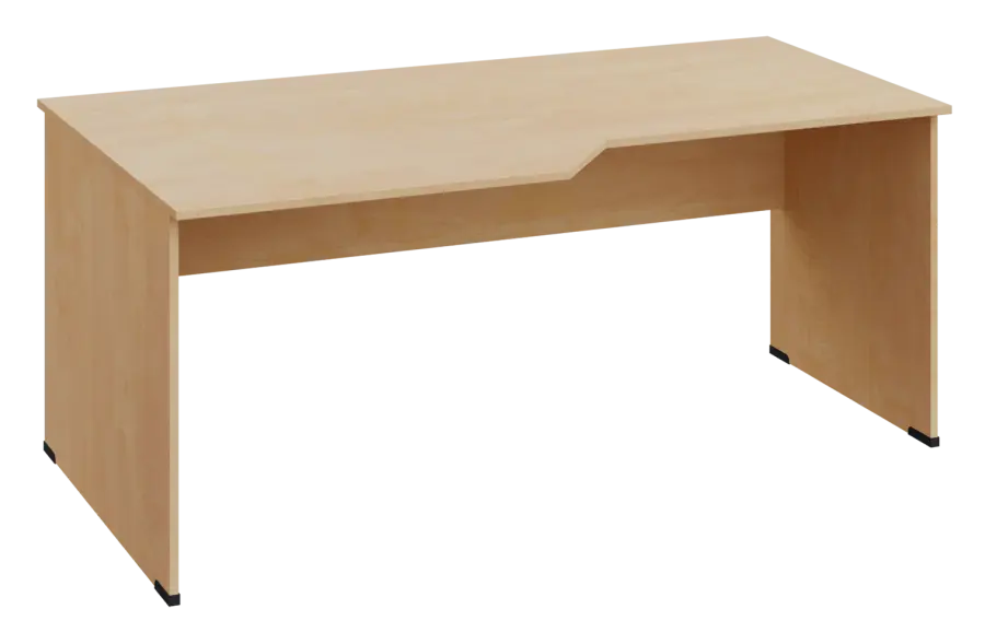 EZL 18 - 188 stůl kancelářský, rohový, levý, dřevěná podnož, deska 18 mm, široký 1800 mm, bříza světlá